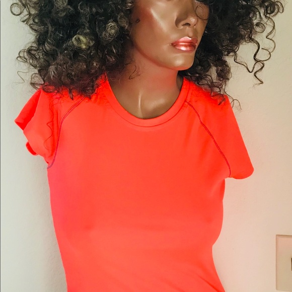 CHAMPION Neon Orange SEMI-FITTED Athletic TOP XS - Picture 2 of 4